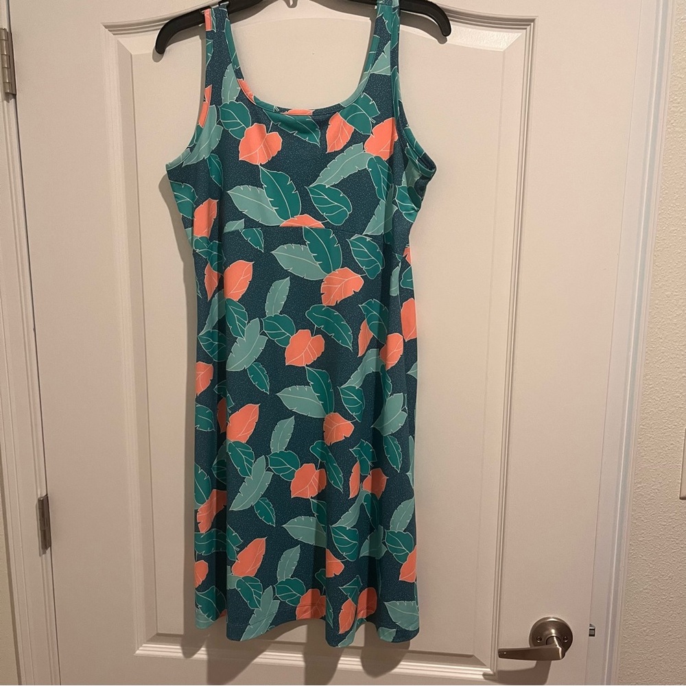 Women’s PFG Freezer™ III Dress Turquoise Coral Leaves Print Size L